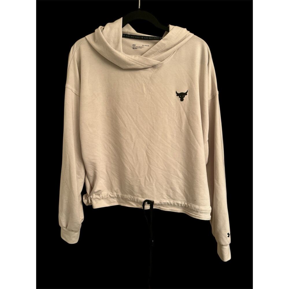 Under Armour size XL cream project rock hoodie Cropped‎ Oversized Fit